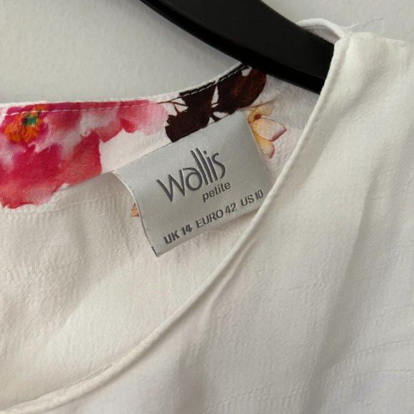 wallis womens uk 14 petite white floral short sleeve sheath dress - Picture 3 of 7